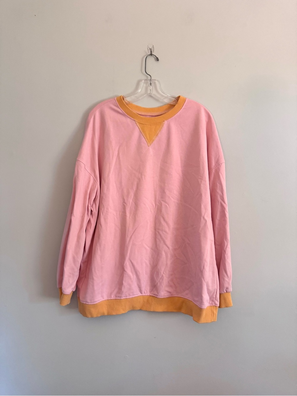 Pink and orange Colorblock Crewneck Sweatshirt XL